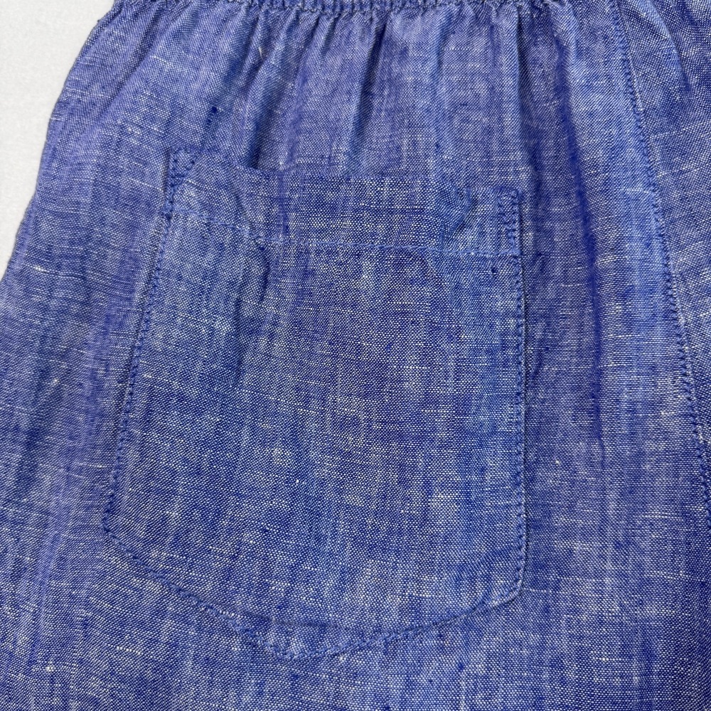 Cynthia Rowley Linen Wide Leg Crop Pants Sz M Blue Coastal Lux Casual Minimalist - Picture 4 of 8